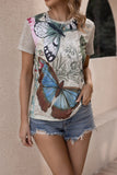 Butterfly Graphic Round Neck Tee