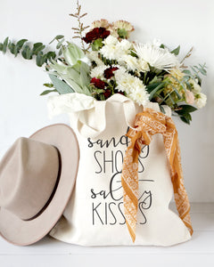 Sandy Shoes and Salty Kisses Cotton Canvas Tote Bag
