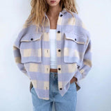 Oversize Wool Coat Women Plaid Jackets