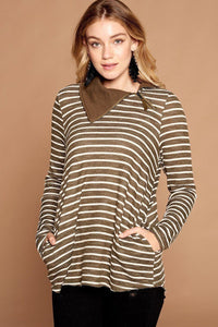 Striped Loose-fit Knit Long Sleeves Sweater