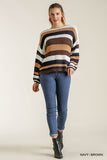 Stripe Round Neck Long Sleeve Knit Sweater Top