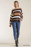 Stripe Round Neck Long Sleeve Knit Sweater Top
