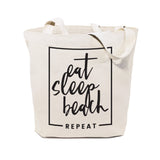 Eat, Sleep, Beach, Repeat Cotton Canvas Tote Bag