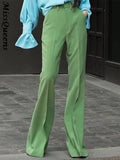 Green High Waist Mopping Trousers Woman Pants