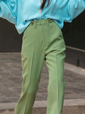 Green High Waist Mopping Trousers Woman Pants