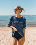 Women's Beach Crew Sweatshirt, Heather Navy