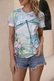 Dragonfly Printed Round Neck Tee