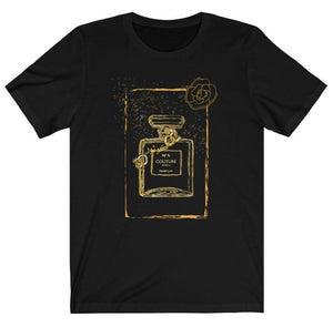 Black Graphic "Couture" Perfume Bottle Women's Tee