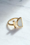 Ve Tinh 16K Gold-Plated Brass Buffalo Horn Crescent and Bar Ring