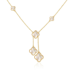 Quatrefoil Necklace: Faith:Hope:Love:Luck, Mother Of Pearl (Pure Silver 22k Gold vermeil)