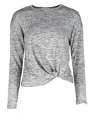 Urban Diction Light Gray Front-Tie Hacci Long-Sleeve Top