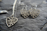 Leafy Heart Pendant in stainless steel on silver chain
