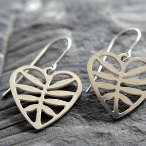 Leafy Heart Earrings in stainless steel