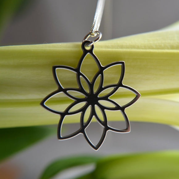 Lotus Flower Pendant in stainless steel